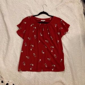 loft mixed media flutter sleeve tee